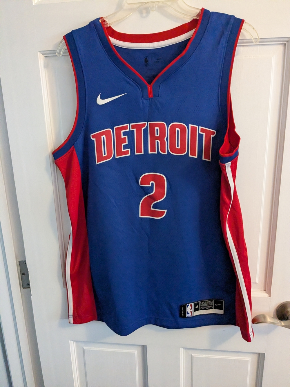 Nike Detroit Cunningham Blue and Red #2 Basketball Jersey